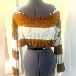 Urban Outfitters BDG Sz S slouchy long sleeve ribbed knit sweater ultra-cropped